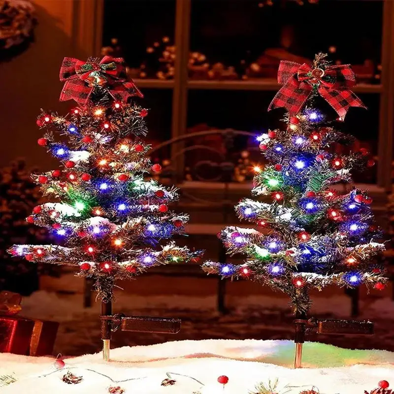 Solar Christmas Trees For Outside Multi-Color Christmas Pathway Lights LED Outdoor Lighted Christmas Tree Solar Powered 2