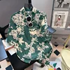 Men Street Fashion Summer Daily Shirt Hawaiian Cartoon Print Casual Loose Shirts Short Sleeve Beach Loose Tops 1
