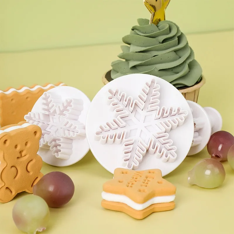 3pcs/set Cake Decorating Tools Cake Mold Fondant Plunger Cutters Tools Cookie Biscuit Snowflake Mold Bakeware Accessories