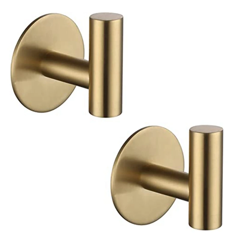 

HOT SALE 4Pcs Adhesive Hook Stainless Steel Bathrobe Hook Bracket Heavy Duty Hook For Bathroom Kitchen Living Room Hotel(Gold)