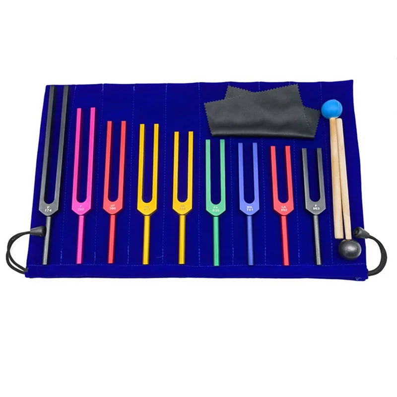 

9Pcs Colorful Solfeggio Aluminum Alloy Tuning Forks, Therapy Tuning Forks, Speech Therapy