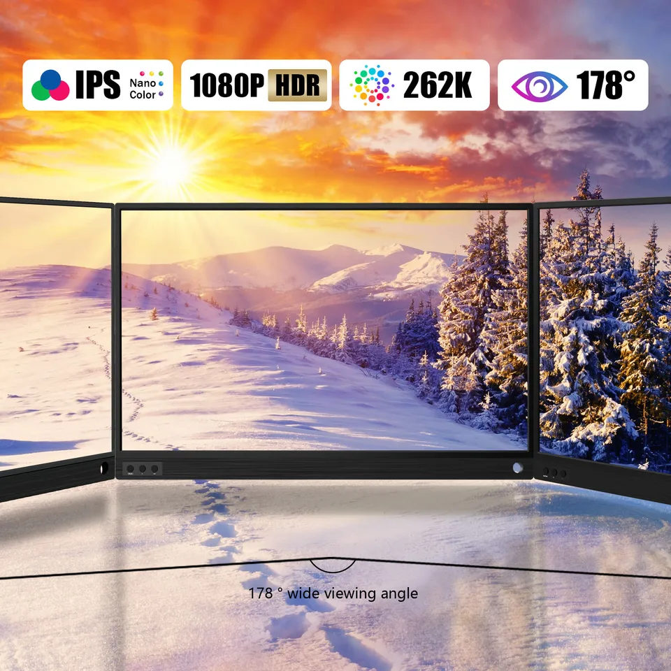 ZEUSLAP ラップトップ用のポータブルモニタータイプC,120hz,60hz,15.6