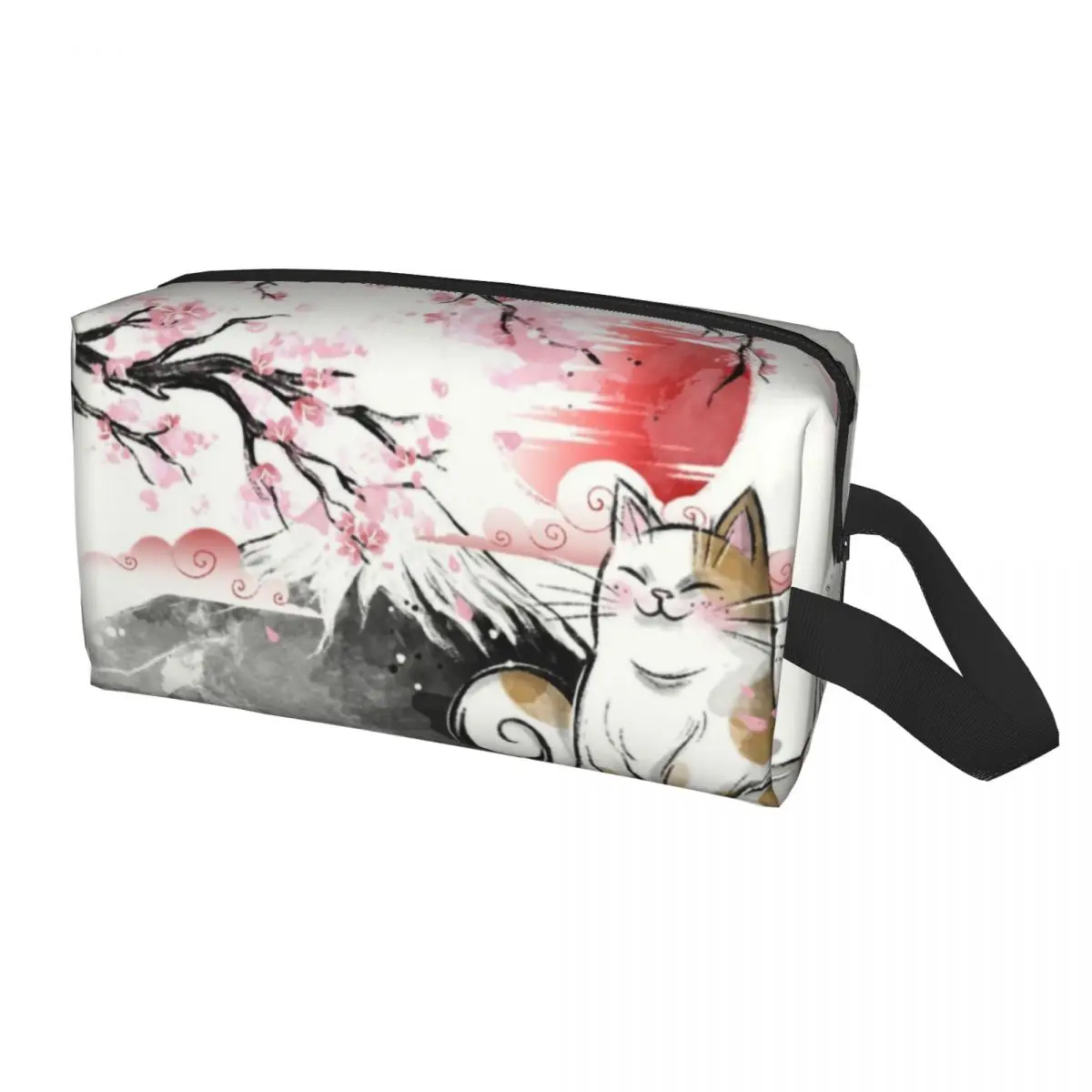 

Sakura Cat Makeup Bag for Women Travel Cosmetic Organizer Fashion Cherry Blossom Storage Toiletry Bags