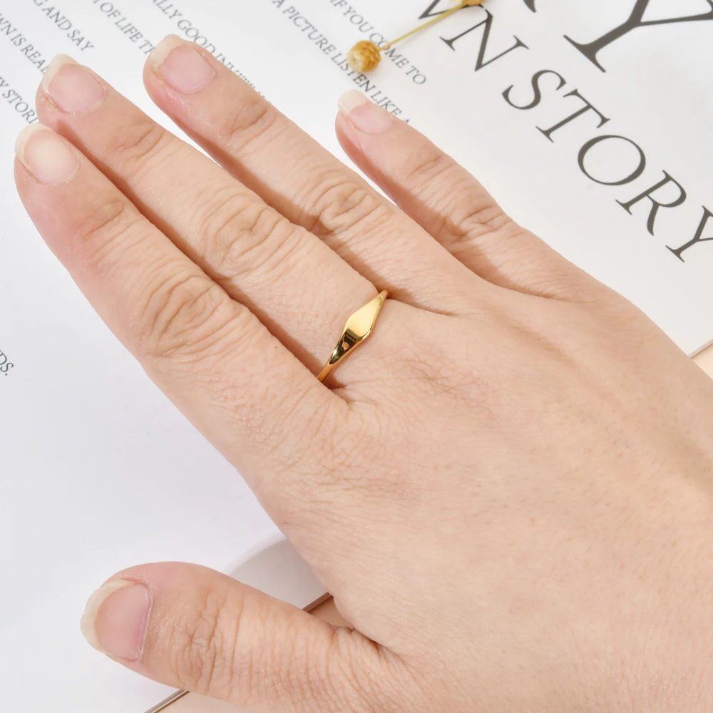 ZMZY New Simple Geometry Women Girls Stainless Steel Rings Finger Gold Color Ring Irregular High Quality Wedding Band Party Gift 2