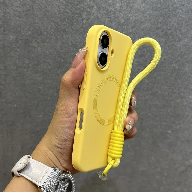 Liquid Silicone Magnetic Lanyard Phone Case with Bracelet - Soft Skin Feel Cover
