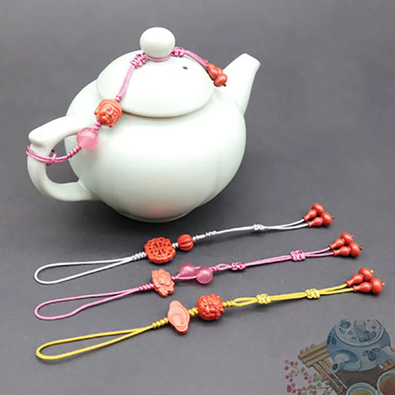 Teapot rope, stationery, handmade accessories, high-quality purple clay pot, ceramic cup cover, anti falling creative cinnabar