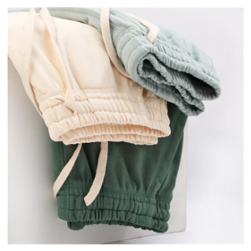 Summer 380g cotton shorts for men's outerwear thin loose casual capris trend couple oversized sports pants J0004