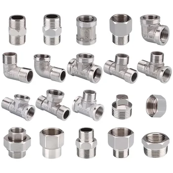 1/2 3/4 BSP Female Male Thread Tee Type Reducing Stainless Steel Elbow Butt Joint Adapter Cap Plug Coupler Plumbing Fittings 1