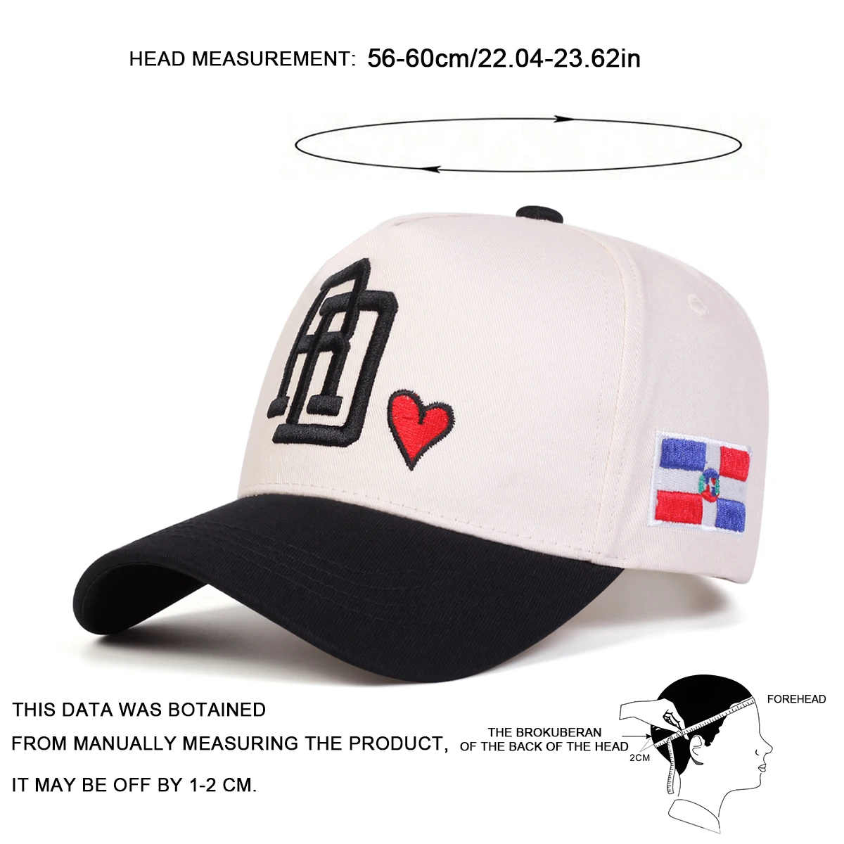 Unisex RD Letter Love Stickerei-Baseballmützen für Frühling und Herbst, verstellbare Freizeitmützen für den Außenbereich, Sonnenschutzhut, Sportmütze – Detail 7