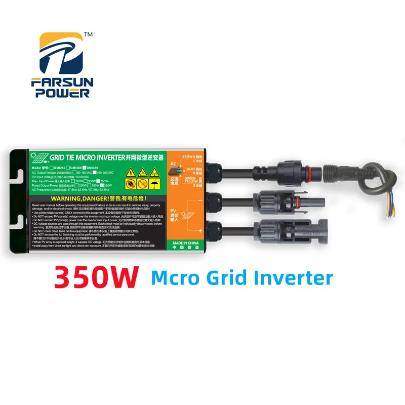Micro Inverter Solar Grid Split System Inverter Convertitore 350W 110V/220V Per Pannello Solare 18-50V Microinverter Sinusoidale Pura Mppt