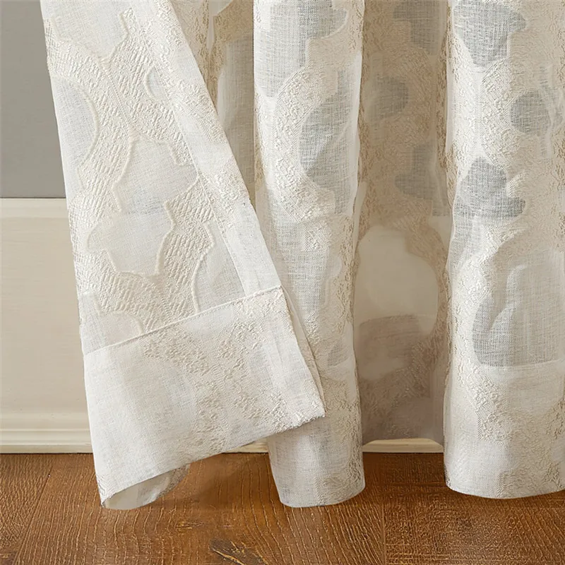 White Jacquard Tulle Sheer Curtains for Living Room Luxury Voile Curtains for Bedroom Home Decoration Window Blinds