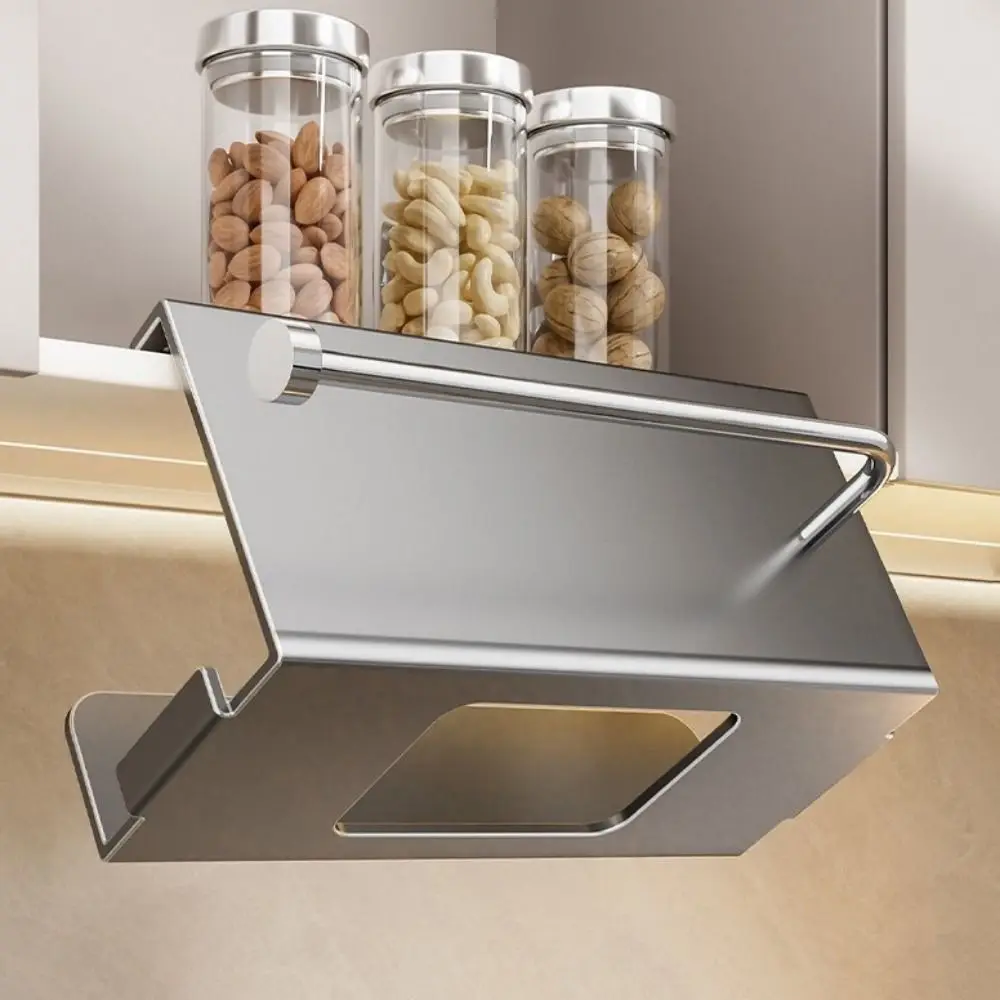 Carbon Steel Under Cabinet Paper Towel Holder Lengthen Storage Wall Mounted Roll Paper Holder Waterproof Rustproof