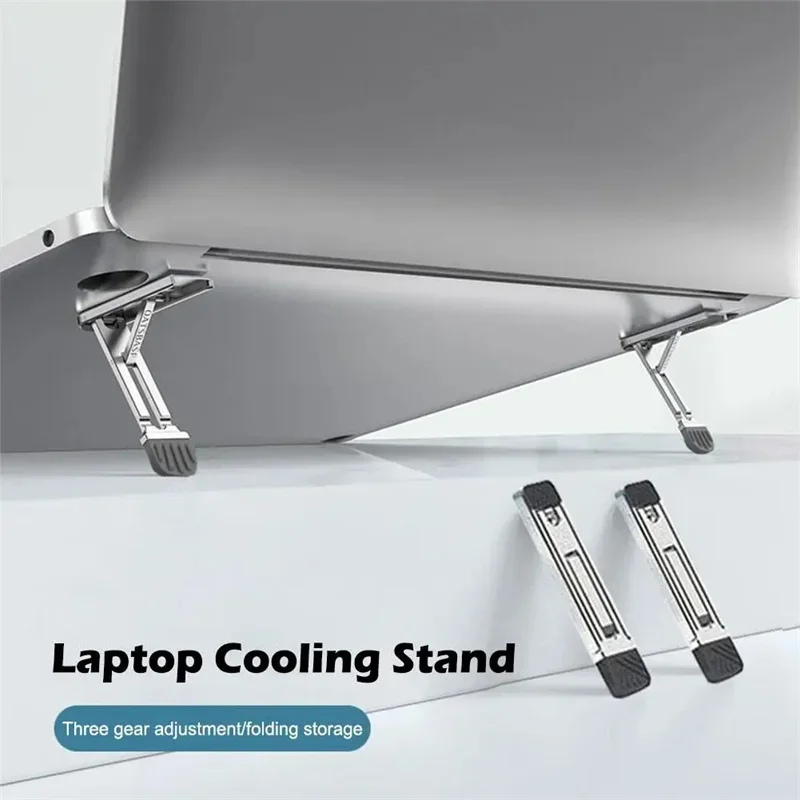 Macbook Air Pro 패드 라이저 피트 용 아연 합금 노트북 스탠드 미끄럼 방지 데스크탑 킥 스탠드 접이식 냉각 노트북 태블릿 전화 홀더