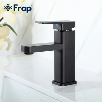 FRAP 스테인리스 스틸 대야 수도꼭지, 블랙 스퀘어 욕실 수도꼭지, 온수 냉수 믹서 탭