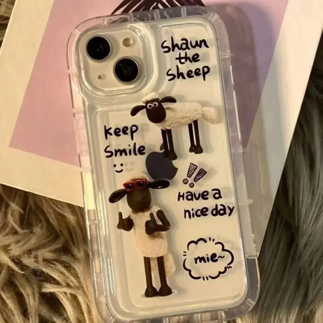 thumbnail image 1 of Funda de teléfono con dibujo de perro lindo coreano para iPhone 14 13 11 12 Pro Max 7 8 Plus X XR XS TPU suave transparente estética trasera, 1 of 5