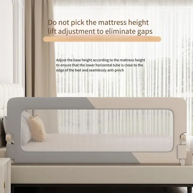 Baby Bed Rail Guard Single Side Crib Bumper Fence Anti Fall Safety Barrier for Toddler Kids Portable Foldable Travel Bedside 2