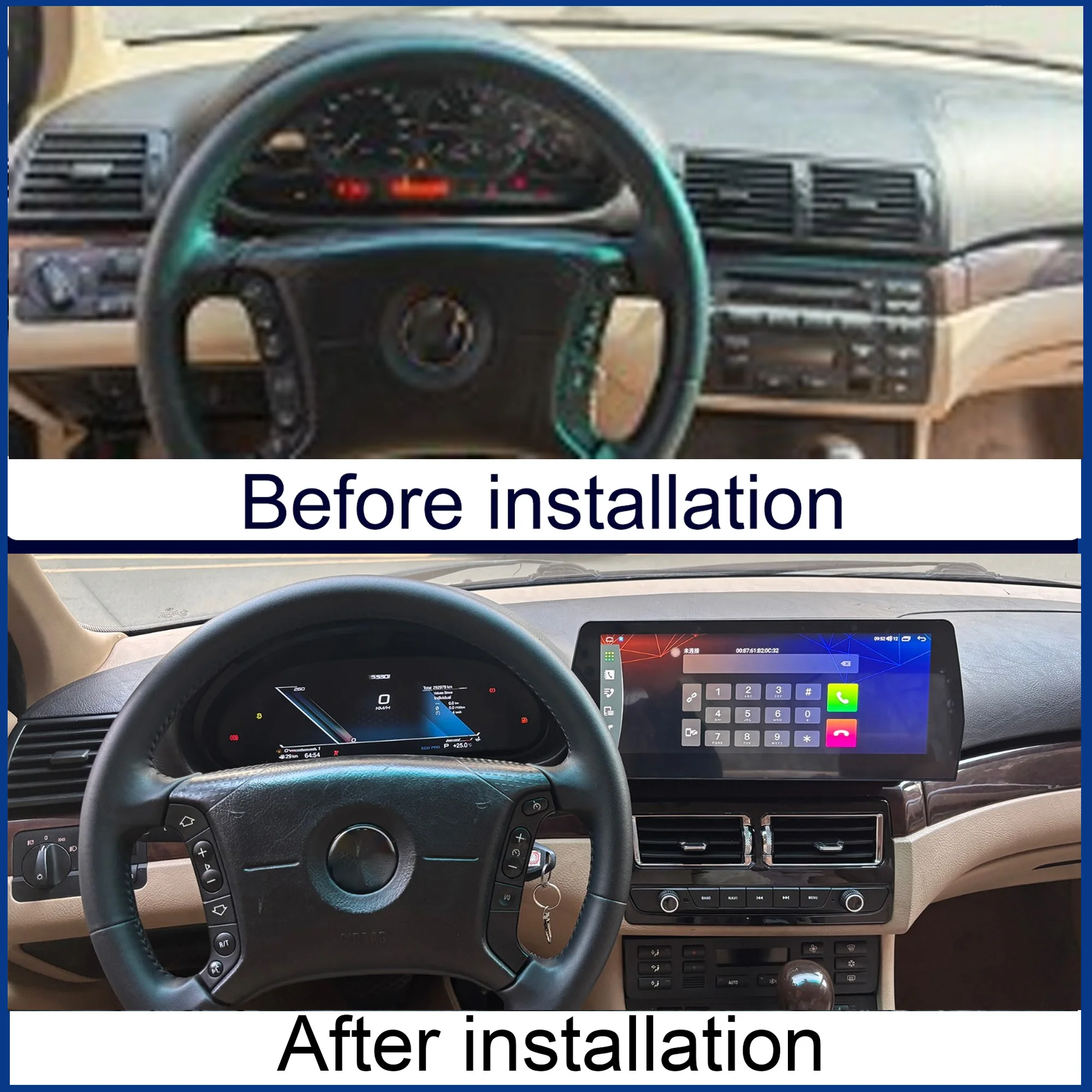 Digital instrument cluster For BMW E46 1999–2004 Wireless CarPlay Odometer,speed