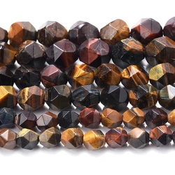Faceted Colorful Tourmaline Stone Beads for Jewelry Making and Accessories (Tricolor Tiger Eye)