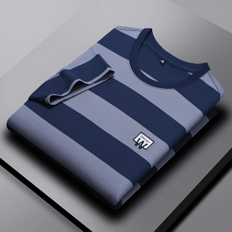 

Модная брендовая полосатая футболка с коротким рукавом и буквенным принтом мужской топ с круглым вырезом новая летняя ды прохладная Воздушная вентиляция Повседневная футболка