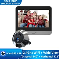 Mini caméra de porte judas numérique intelligente 3MP, 2.4Ghz, WiFi, infrarouge, Vision nocturne IR, détection de mouvement PIR, visionneuse numérique, application iCam365 1