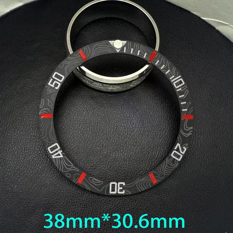 Imitation Carbon Fiber Curved Ceramics Bezel Insert