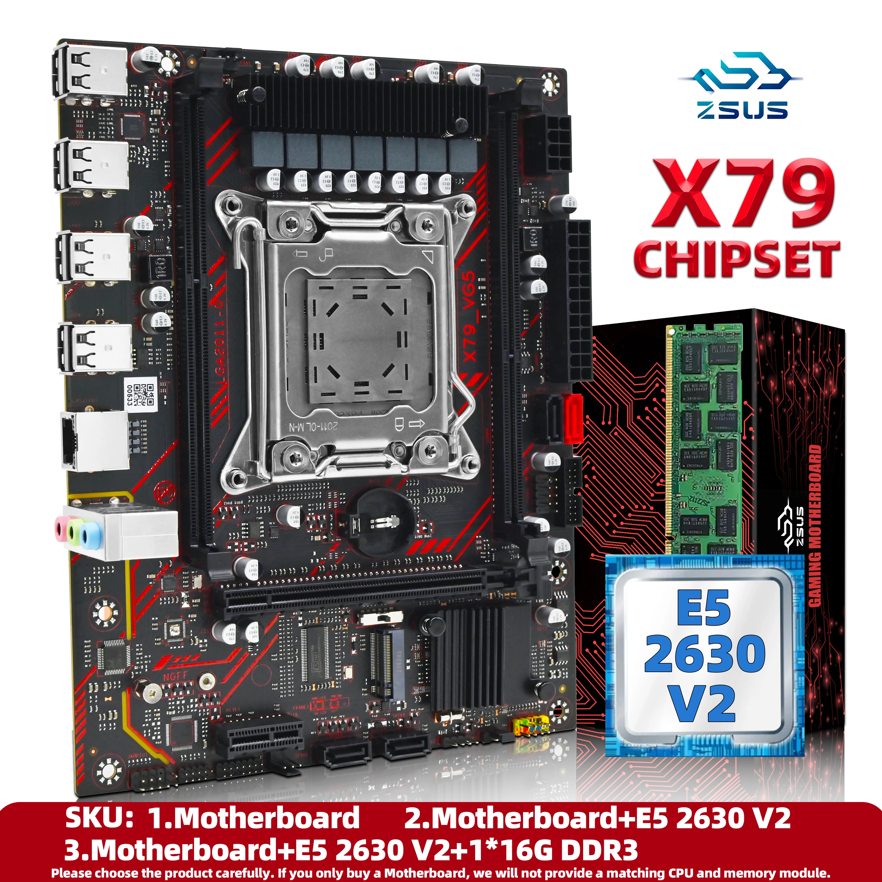 ZSUS X79 Motherboard Set Kit With Intel LGA2011 Xeon E5 2630 V2