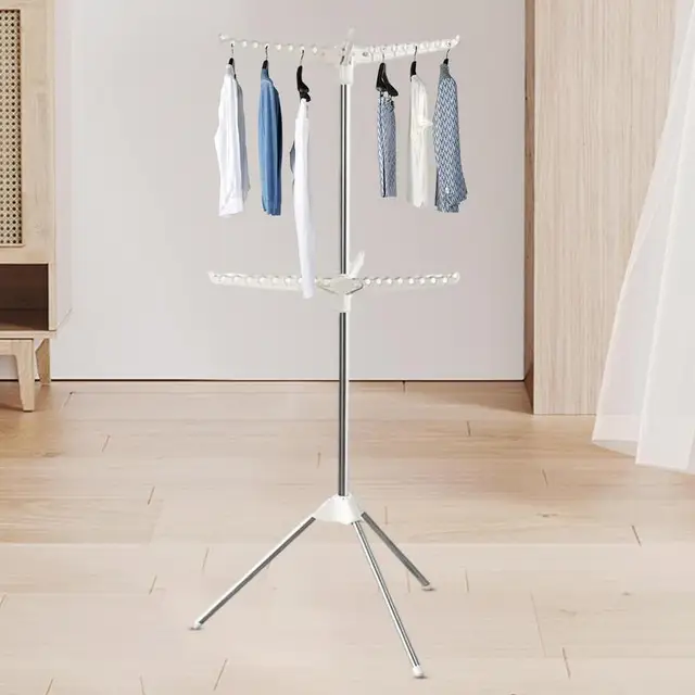 Tripod Clothes Drying Rack Portable Space Saving HeightAdjustable Stainless Steel Laundry