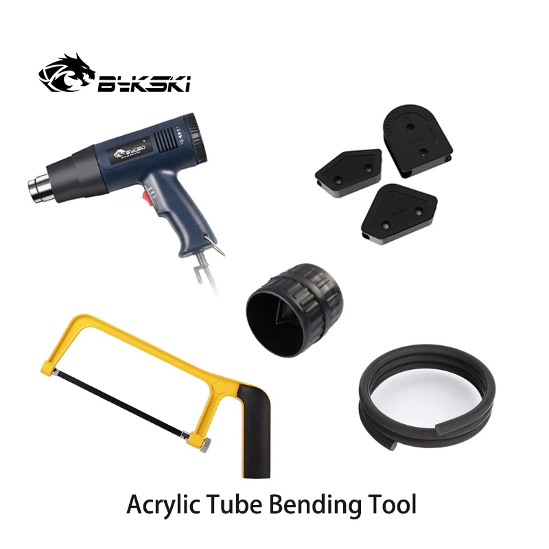 Bykski Kit de Ferramentas de Dobra de Resfriamento de Água para Acrílico Mais Petg Tubo Rígido Dobrador Cortador Pistola de Calor Chanfro Borracha Tira Serra de Aço