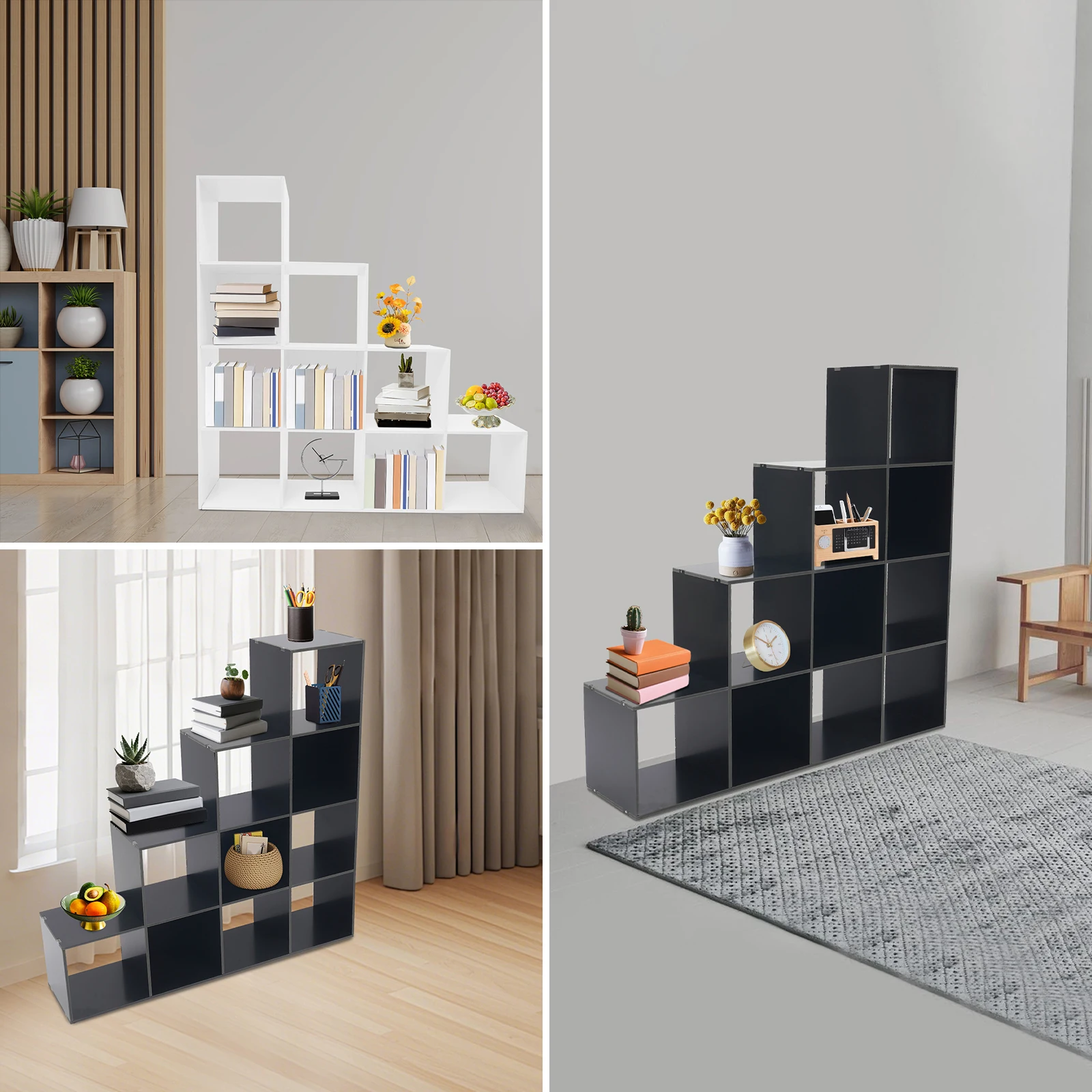 Leiterwürfel-Aufbewahrungs-Bücherregal, L-förmiges Eckregal, 10 Würfel-Organizer für Zuhause und Büro – Detail 1