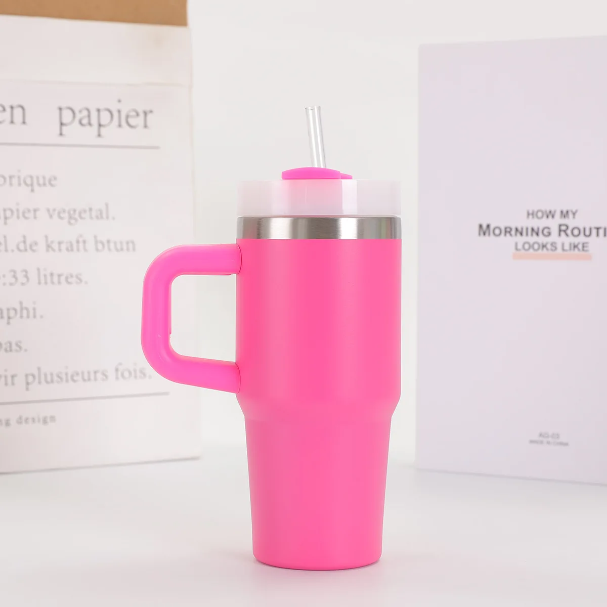 كوب سيارة 14 أونصة مع مقبض بطبقة مزدوجة كوب قهوة م...