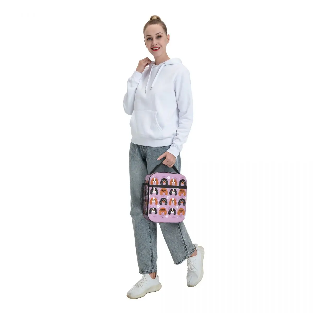 Cavalier King Charles Spaniel With Glasses Resuable Lunch Box Multifunction Dog Thermal Cooler Food Insulated Lunch Bag Kids