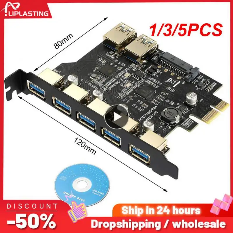 

1/3/5PCS New PCIE USB 1X to 2Type-C Expansion Card 3 USB3.0 Type-C Adapter PCI Express x16 Slot SATA 15/19PIN For Windows 7/8/10