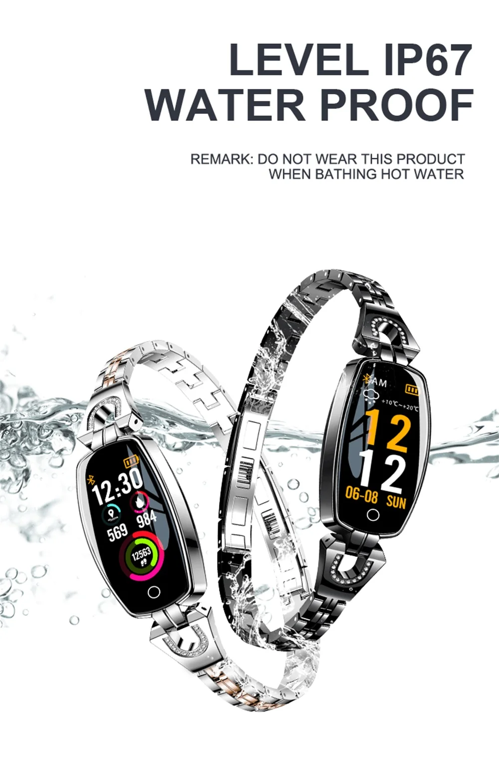 New H8 H8pro Smart Watch Bracelet Heart Rate Blood Pressure Band Pedometer Waterproof Fitness Activity Tracker Women Smartwatch