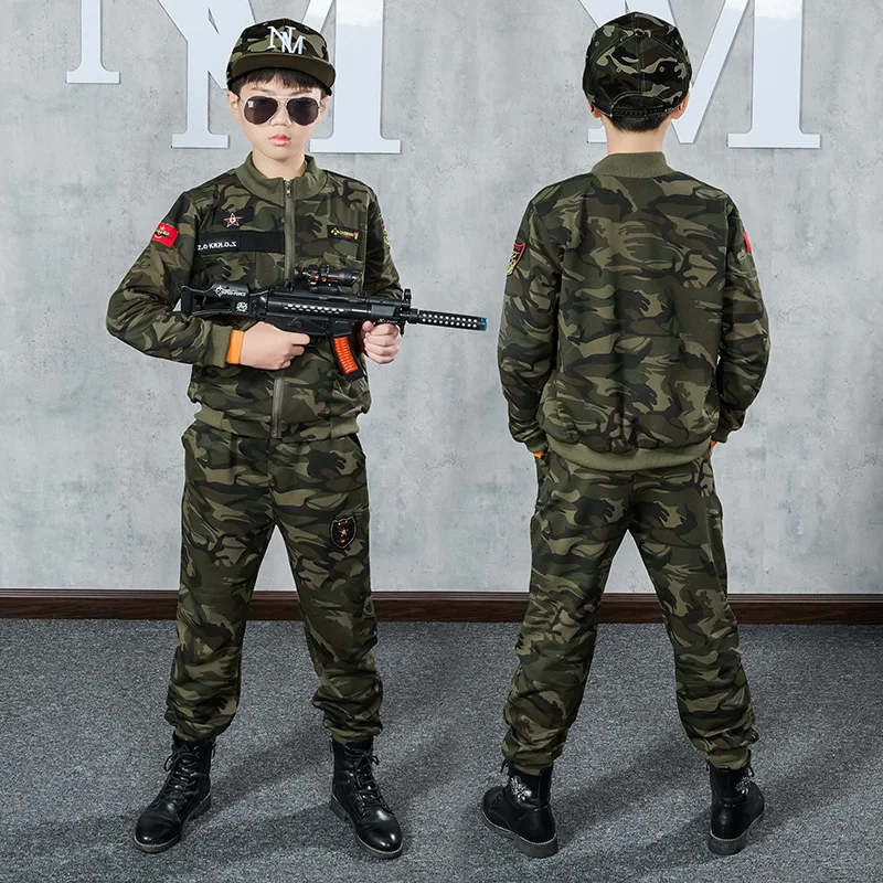 Meninos conjuntos de roupas camufladas, conjunto de treino