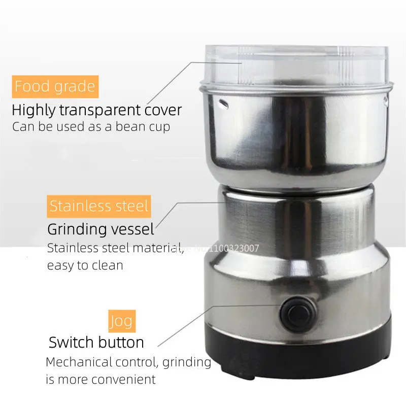 MDJ-1225 Sweet Alice Coffee Grinder Electric Quiet Coffee Bean Blade  Grinders Stainless Steel for Spice Herbs Nuts Cereals Grain Mills