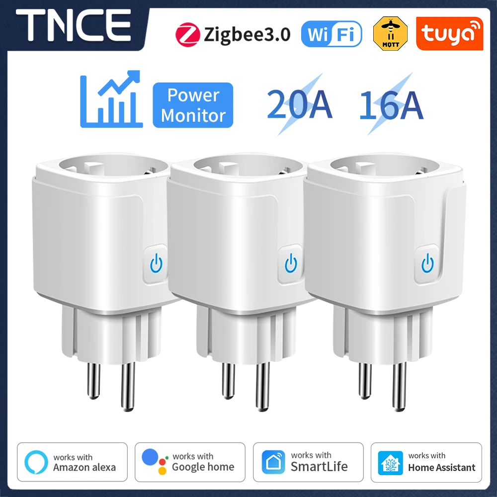 TNCE TUYA EU Plug wifi or zigbee3.0 Smart Socket 16/20A Power Monitor Timing Function Voice Control Works With Alexa Google Home - AliExpress 13