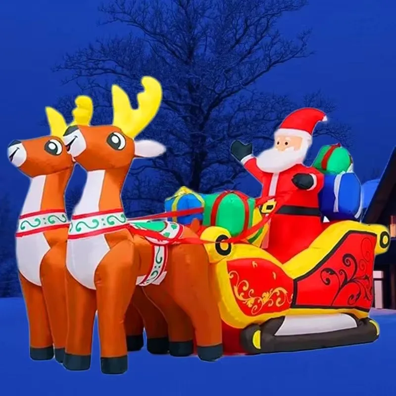 2.1M Christmas Decoration Inflatable Toys Elk Santa Claus Gift With LED Lights Xmas New Year Decor Outdoor Garden Party Props