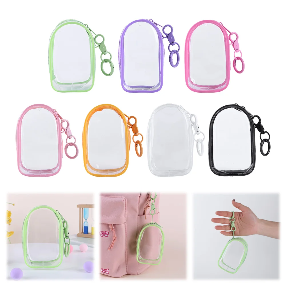 Clear Figure Display Bag with Keychain Mini Doll Pouch Transparent Protector Case Organizer Box for Figures Collectibles