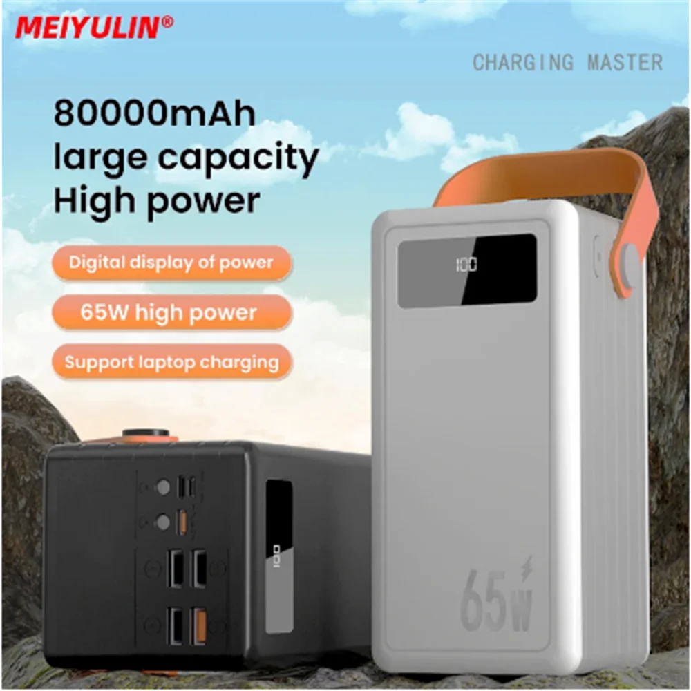  80000mAh Power Bank Station Pd 65w Fast Charging External Battery Pack For IPhone Samsung Xiaomi Notebook Car Jump Starter 