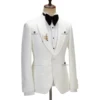 Cenne Des Graoom 2023 Men's Suit for Wedding Ivory Paisley Jacket Tuxedo Black Pants with Satin Side Stripe Slim Fit Shawl Lapel 2