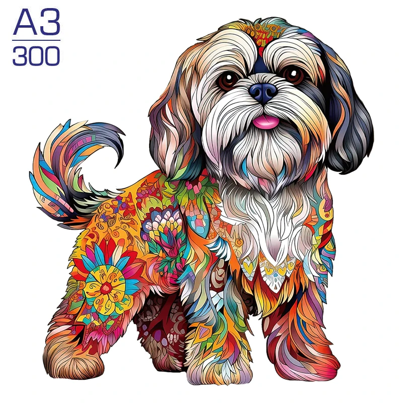 3D Puppy Wooden Jigsaw Puzzle - Premium Animal Puzzle Gift in Boutique Box