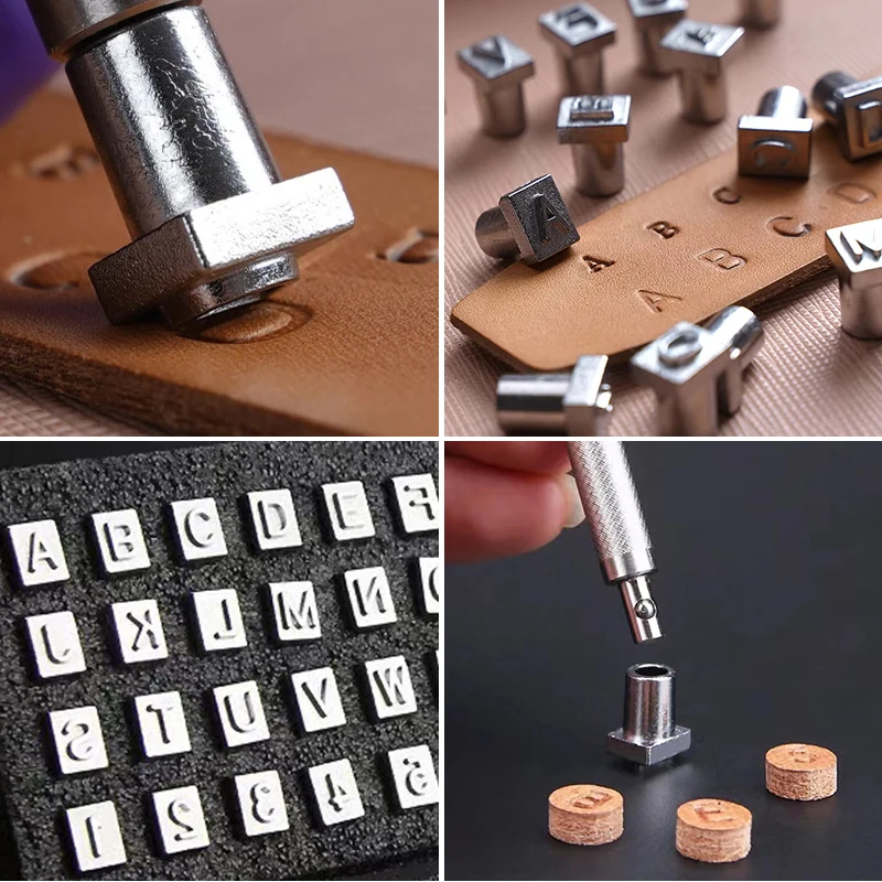 Diy Leather Goods 32/36Pcs 3mm/6mm Stainless Steel Alphabet Number Stamp Punch Tools Set Leathercraft Hole Punching Tools Kit leather stamp punch