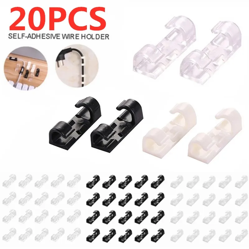 

5/20 Pcs Cable Clips Organizer Drop Wire Holder Cord Management Self-Adhesive Cable Manager Fixed Clamp Wire Winder