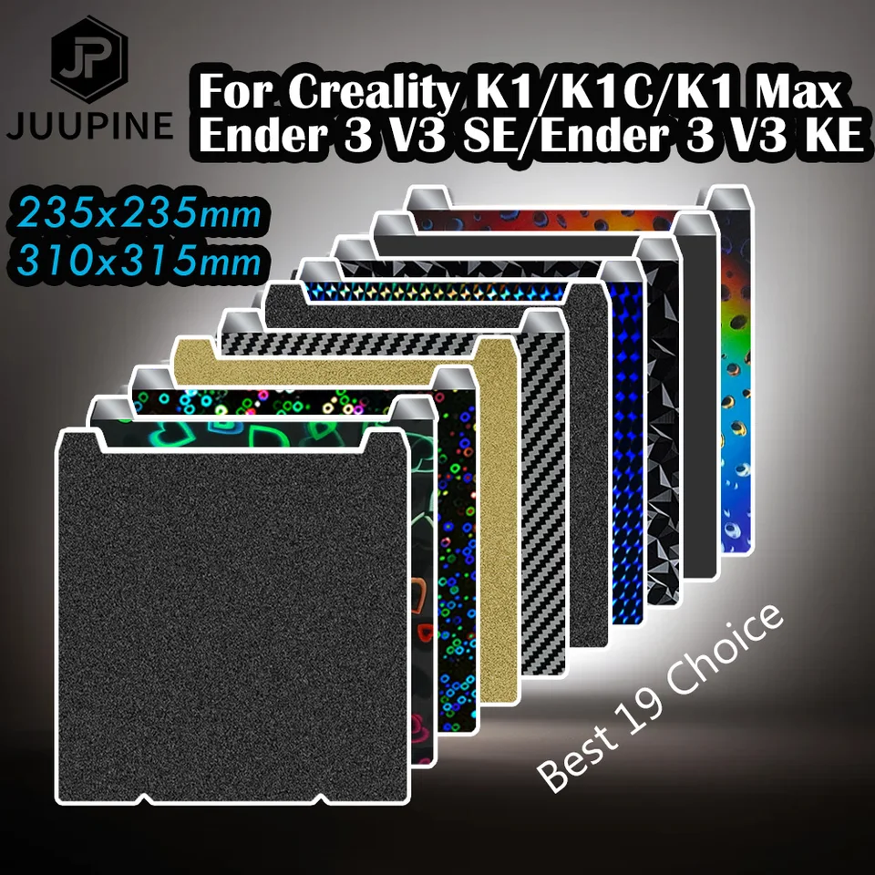 Creality K1 Max Bouwplatenset, 315 x 310 mm, 3D-printerplatform met gematteerd PEI-oppervlak, veerstalen magneetbasis voor Creality K1, K1 Max, Ender 3 Max Neo, Ender 3 S1 Plus 3D-printer