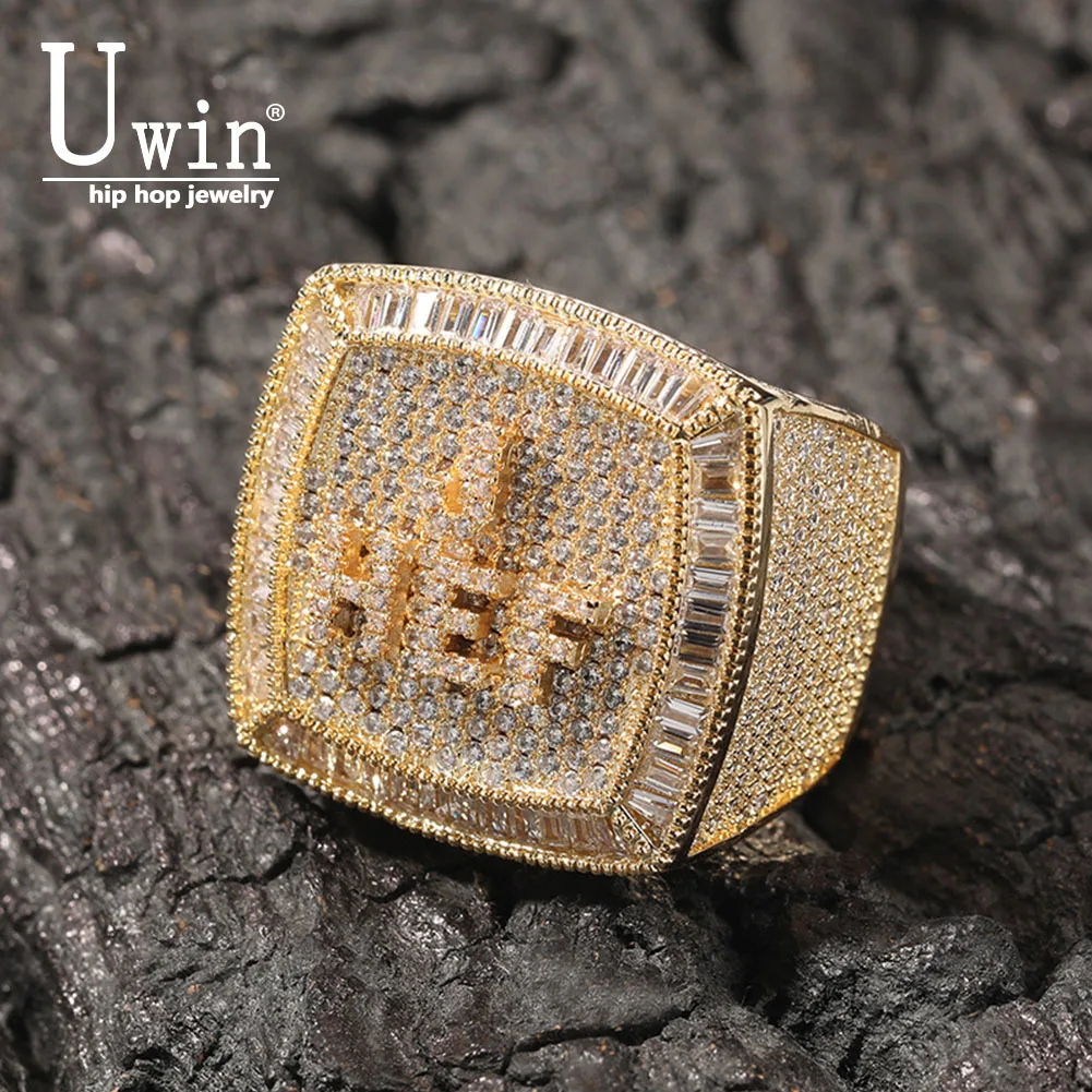 Uwin Custom Name Rings 1-9 Letters Full Iced Out Cubic Zirconia Championship Ring Personalized Hiphop Jewelry