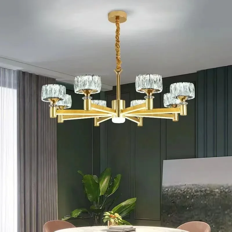 Description Picture 5 of itemModern Light Luxury Living Room Led Crystal Chandelier Indoor Minimalist Luxury Dining Room Bedroom Gold and Black Ceiling Lamps