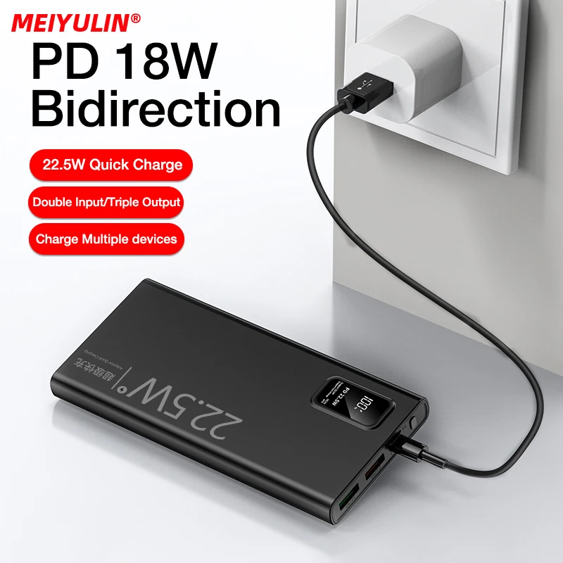 20000mAh Large Capacity Power Bank 22.5W USB C PD Fast Charger For iPhone 16 Samsung Xiaomi 10000mAh Portable External Battery 5