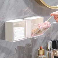 Plastic Wall Mounted Storage Boxes Dustproof Bathroom Organizer for Cotton Swabs Makeup Adhesive Small Jewelry Holder Box 1