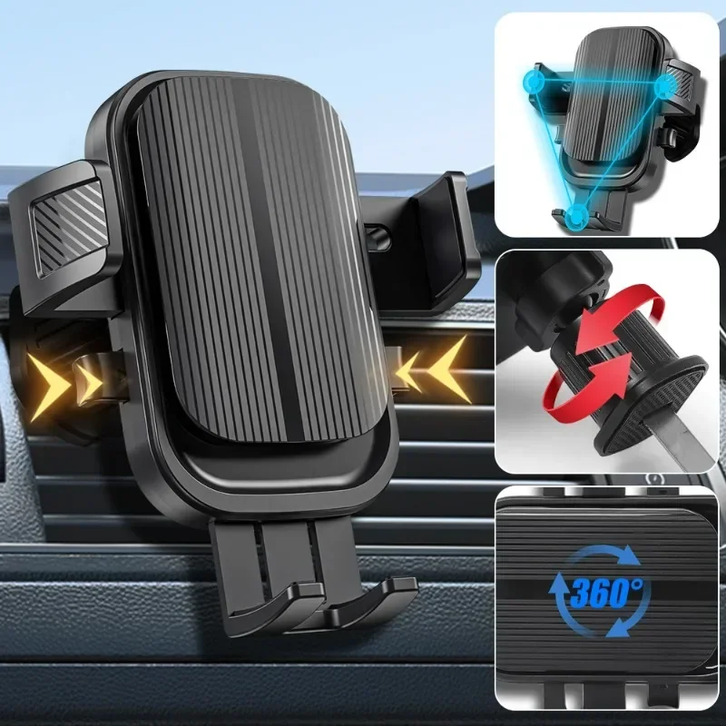 Car Vent GPS Navigation Phone Holder 360&deg; Rotation Universal Spiral Hook Vent Gravity Vehicle Bracket for 4.7-7.2inch Smartphone