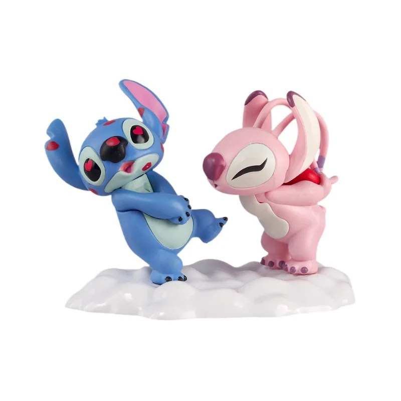 Disney Stitch Lovers Model Doll Angel Kissing Stitch Statue Desktop Display Figurines Ornaments